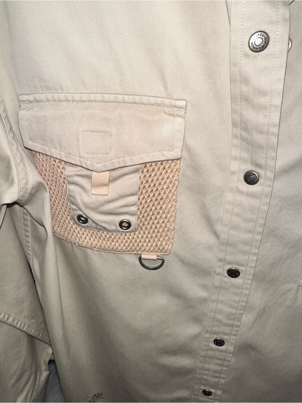 Vintage Lauren Ralph Lauren Beige Cotton Utility Safari Shirt Size Medium - Picture 3 of 6